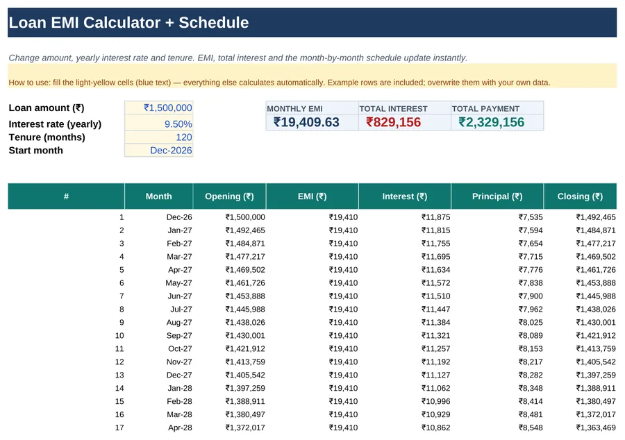 Loan EMI calculator